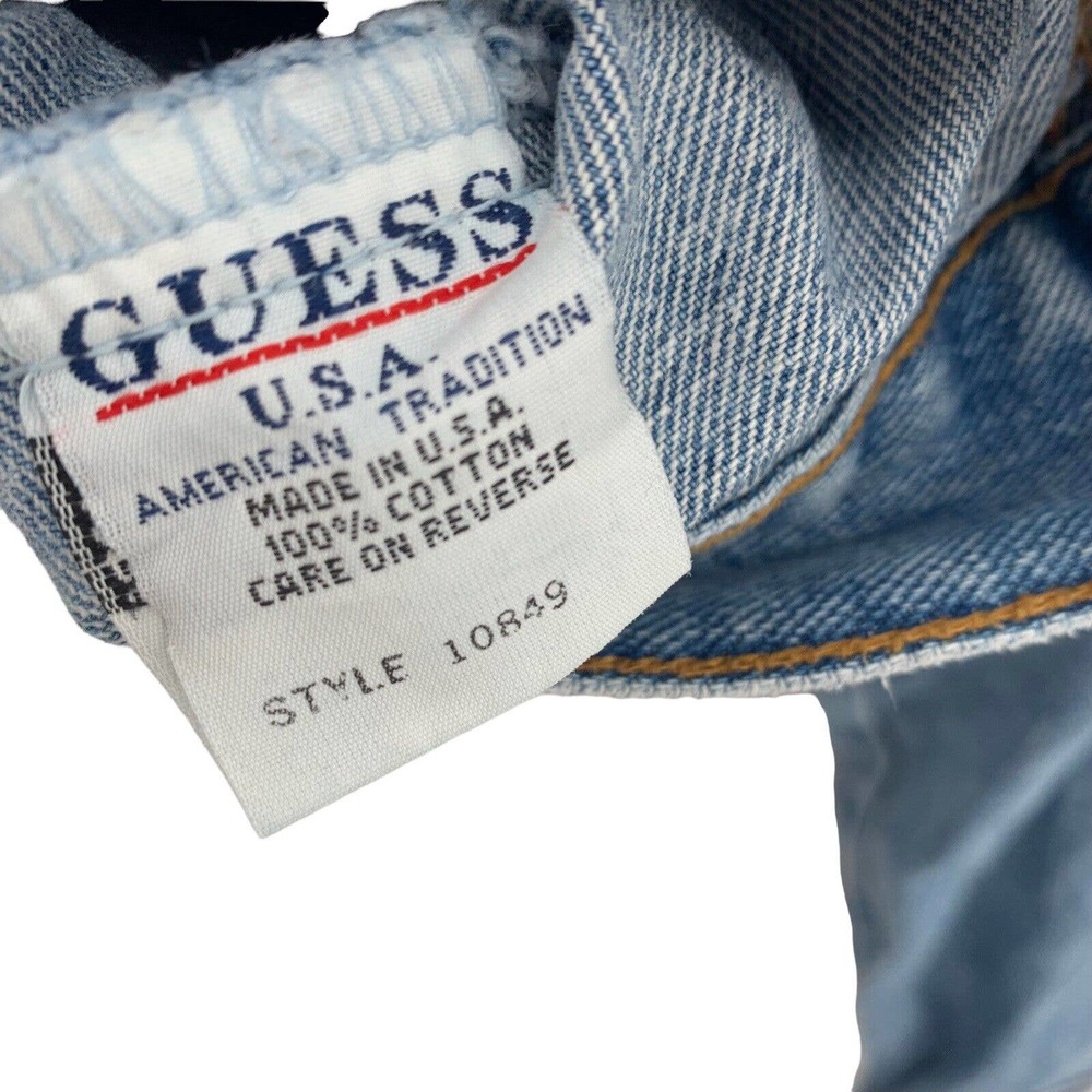 Vintage Guess Jean Jacket Cropped Denim Blue Made In USA Size Small - Picture 10 of 12